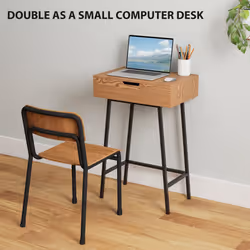 HOMCOM Industrial Vanity Desk with Mirror and Steel Legs Natural Wood Effect - Additional view 5