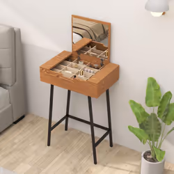 HOMCOM Industrial Vanity Desk with Mirror and Steel Legs Natural Wood Effect - Additional view 8