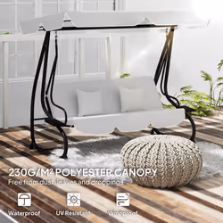 Outsunny Waterproof Garden Swing Canopy Replacement 3 Seater, Light Grey