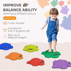 AIYAPLAY 6-Piece Kids Stepping Stones, Turtle-Shaped Stackable River Stones