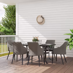 Outsunny 6 Seater Garden Furniture with Cushions, Parasol Hole - Grey