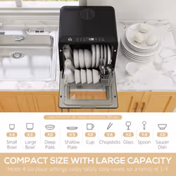 HOMCOM Countertop Dishwasher with Dual Water Supply and 6 Programs, Black