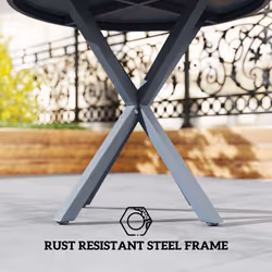 Outsunny Garden Table with Steel Frame, Wood Effect Top, for Balcony, Deck - Additional view 4