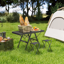 Outsunny 3 ft Folding Camping Table w/ Adjustable Heights & Mesh Desktop - Additional view 5