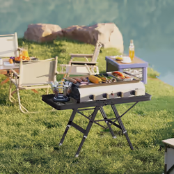 Outsunny 3 ft Folding Camping Table w/ Adjustable Heights & Mesh Desktop - Additional view 7