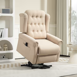 HOMCOM Power Lift Recliner Armchair with Wingback, Button Tufted, Beige