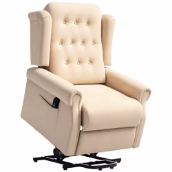 HOMCOM Power Lift Recliner Armchair with Wingback, Button Tufted, Beige - Additional view 8
