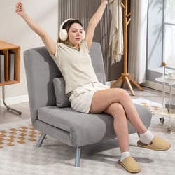 HOMCOM 2-in-1 Folding Sofa Bed with 5-level Adjustable Backrest, Grey