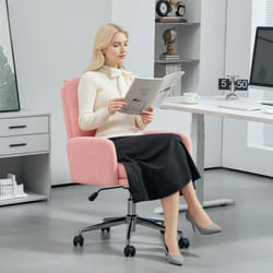HOMCOM Upholstered Desk Chair with Height Adjustable, Pink