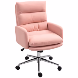 HOMCOM Upholstered Desk Chair with Height Adjustable, Pink - Additional view 7