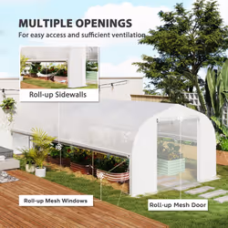 Outsunny Polytunnel Greenhouse W/ Roll-up Sidewalls, Mesh Door, 6 x 3 x 2m - Additional view 7