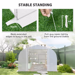 Outsunny Polytunnel Greenhouse W/ Roll-up Sidewalls, Mesh Door, 6 x 3 x 2m - Additional view 8