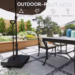 Outsunny Garden Parasol Base Parasol Stand, Sand/Water Filled, Black