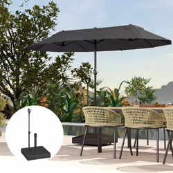 Outsunny Garden Parasol Base Parasol Stand, Sand/Water Filled, Black