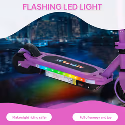 AIYAPLAY Electric Scooter for Ages 6-14 Years, with Colourful Lights, Purple