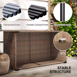 Outsunny Outdoor Coffee Table, Glass Top Rattan Side Table, Brown - Additional view 4