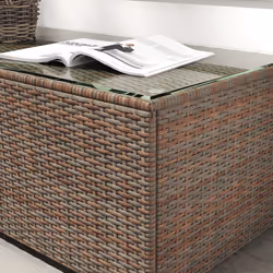 Outsunny Outdoor Coffee Table, Glass Top Rattan Side Table, Brown - Additional view 7