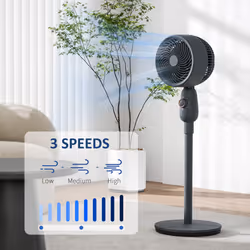 HOMCOM Pedestal Fan for Bedroom, Powerful Air Circulator with 3 Speed, Grey
