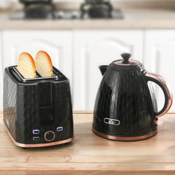 HOMCOM Kettle and Toaster Set 1.7L Fast Boil Kettle & 2 Slice Toaster Set - Black