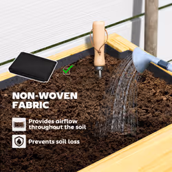 Outsunny Wooden Raised Bed w/ Bed Liner, Storage Shelf, Natural Wood Finish - Additional view 5