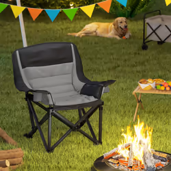 Outsunny Camping Chair for Adults, Padded Folding Chair, Grey