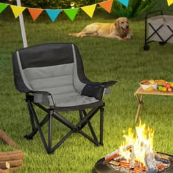 Outsunny Camping Chair for Adults, Padded Folding Chair, Grey