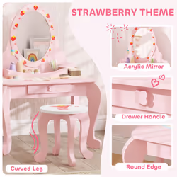 AIYAPLAY Kids Dressing Table Set, Two-Piece Children Vanity Table with Stool - Additional view 5