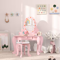 AIYAPLAY Kids Dressing Table Set, Two-Piece Children Vanity Table with Stool - Additional view 6