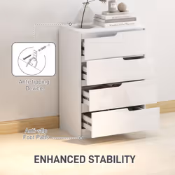 HOMCOM 4 Drawer Chest of Drawers for Bedroom, 60 x 40 x 85cm, White - Additional view 4