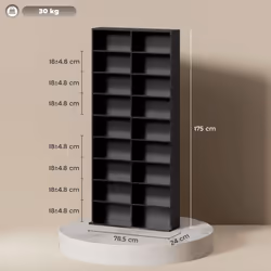 HOMCOM 640 CD Storage Unit 360 DVD Storage Tower w/ 18 Compartments Black