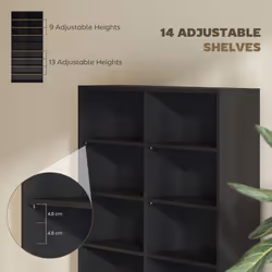 HOMCOM 640 CD Storage Unit 360 DVD Storage Tower w/ 18 Compartments Black - Additional view 4