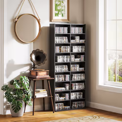 HOMCOM 640 CD Storage Unit 360 DVD Storage Tower w/ 18 Compartments Black - Additional view 8
