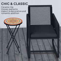 Outsunny Mosaic Garden Table, 35.5cm Folding Coffee Table, Orange