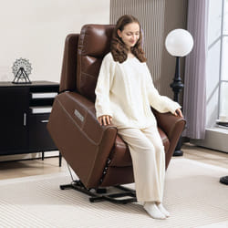 HOMCOM Overstuffed Riser and Reclining Chair with USB Ports, Remote, Brown