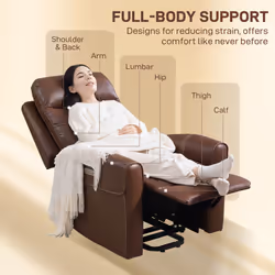 HOMCOM Overstuffed Riser and Reclining Chair with USB Ports, Remote, Brown - Additional view 6