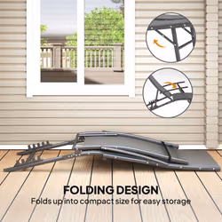 Outsunny Set of 2 Garden Sun Loungers, Folding Chaise Lounge Chairs, Grey - Additional view 5