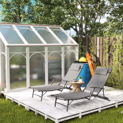 Outsunny Set of 2 Garden Sun Loungers, Folding Chaise Lounge Chairs, Grey - Additional view 6