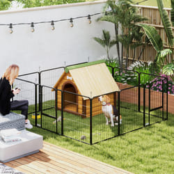 PawHut Dog Pen, 12 Panels Puppy Pen for Medium Dogs, 80cm High, Black