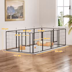 PawHut Dog Pen, 12 Panels Puppy Pen for Medium Dogs, 80cm High, Black