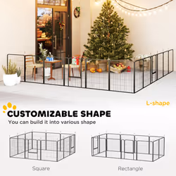 PawHut Dog Pen, 12 Panels Puppy Pen for Medium Dogs, 80cm High, Black