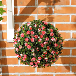 HOMCOM Set of 2 Artificial Plant Topiary Rose Balls, Faux Plants, Pink - Additional view 6