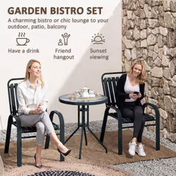 Outsunny Stackable Patio Bistro Set, 3 Pieces Garden Furniture Set, Grey