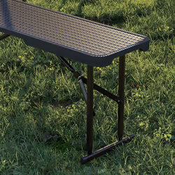 Outsunny Rattan Effect Folding Picnic Table and Bench Set w/ Handles, Black - Additional view 7