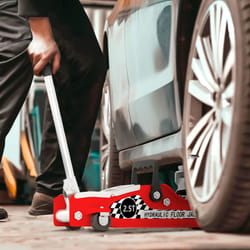 HOMCOM Hydraulic Low Profile Floor Jack, 2.5 T 80-360 mm Steel Car Jack, Red