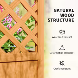 Outsunny Wooden Raised Garden Bed, Trellis Planter w/ Trellis, Fabric Liner - Additional view 4