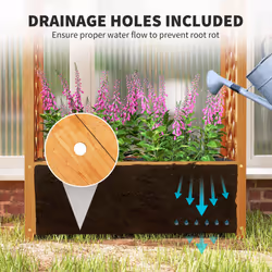 Outsunny Wooden Raised Garden Bed, Trellis Planter w/ Trellis, Fabric Liner - Additional view 5