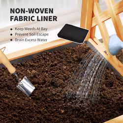 Outsunny Wooden Raised Garden Bed, Trellis Planter w/ Trellis, Fabric Liner - Additional view 6