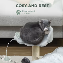 PawHut Cat Tree w/ Scratching Post, Bed, Cat Tunnel, Toy Ball, Grey