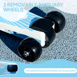 AIYAPLAY Electronic Ride on Scooter for Kids w/ Auxiliary Rear Wheels, Blue