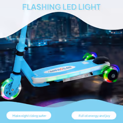 AIYAPLAY Electronic Ride on Scooter for Kids w/ Auxiliary Rear Wheels, Blue